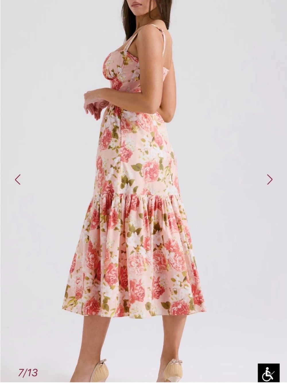 House of CB Pink Floral Midi Dress with Rose Print - Picture 2 of 4